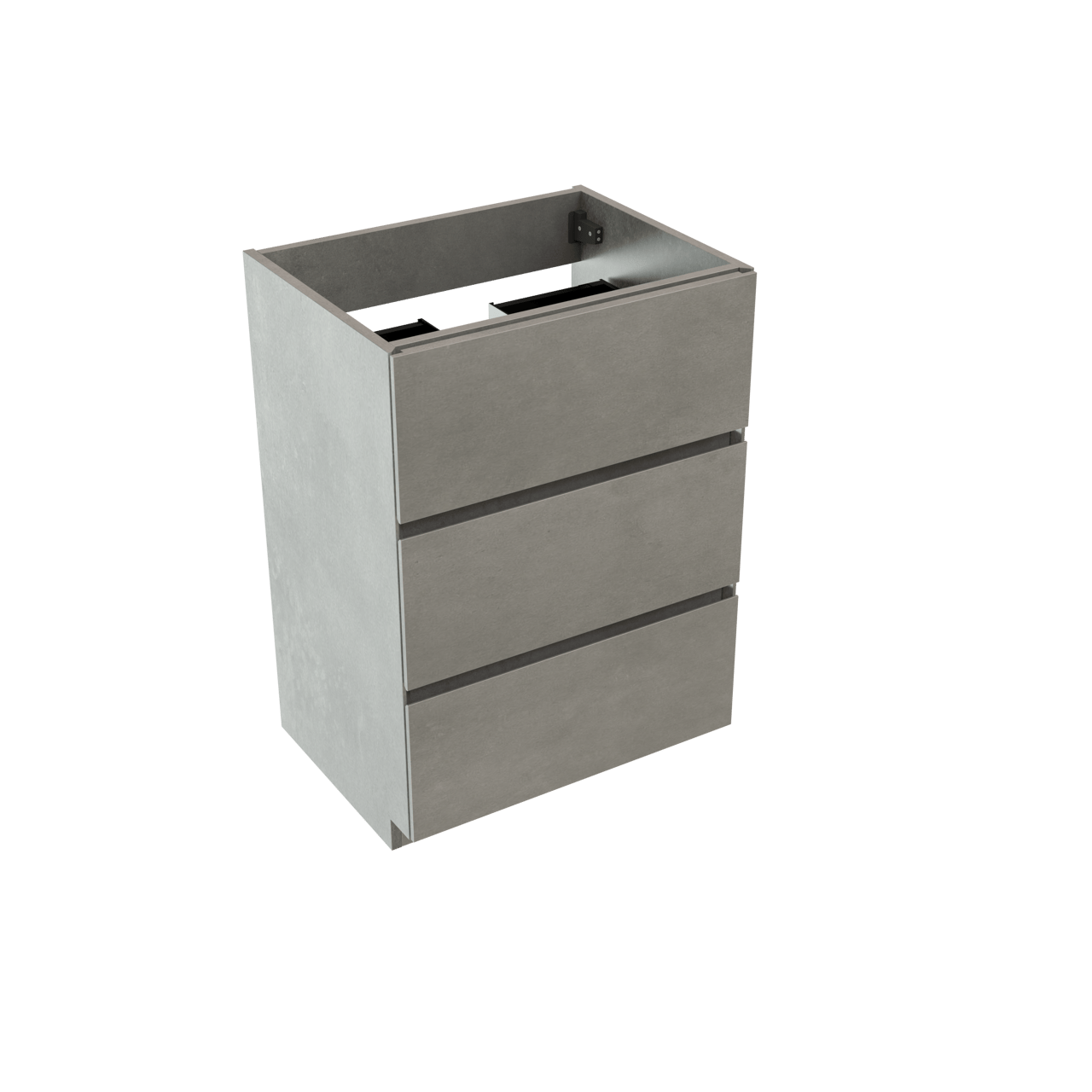 Storke Edge stehender Waschbeckenunterschrank: 60 x 46 cm, Beton dunkelgrau, 3 Schubladen