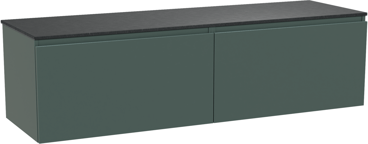 Balmani Sfera zwevend badmeubel 180 x 55 cm forest met Stretto enkel of dubbel wastafelblad in zwart graniet