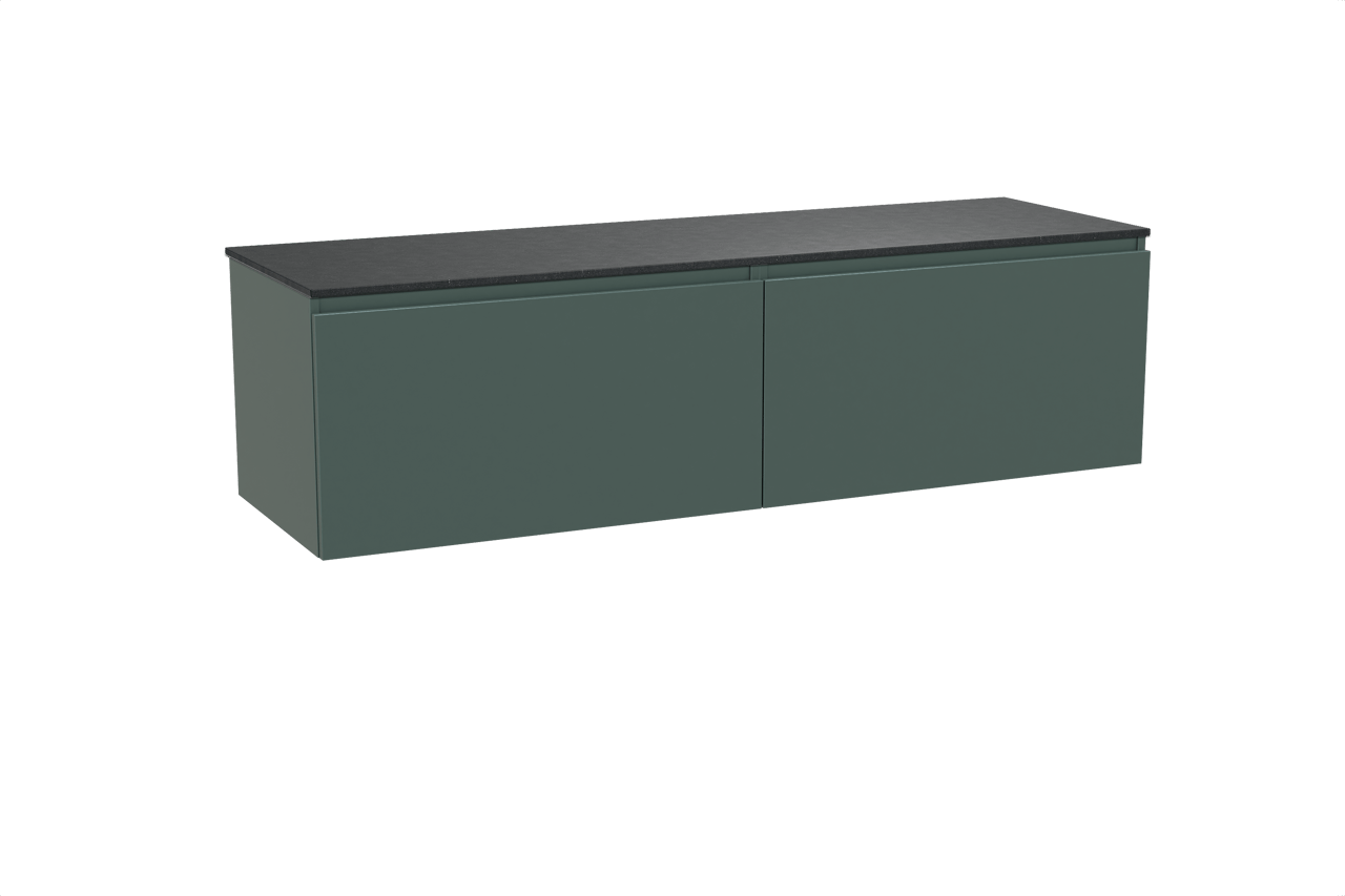 Balmani Sfera meuble salle de bains suspendu 180 x 55 cm forest avec Stretto tablette simple ou double en granit noir