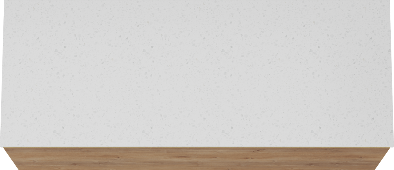 Linie Lado meuble salle de bains suspendu 120 x 46 cm chêne naturel avec Lado tablette simple ou double en mélaminé terrazzo blanc