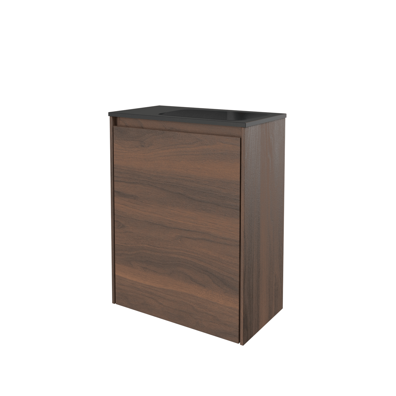 Storke Edge meuble wc suspendu 40 x 22 cm noyer avec Fina lavabo en quartz mat