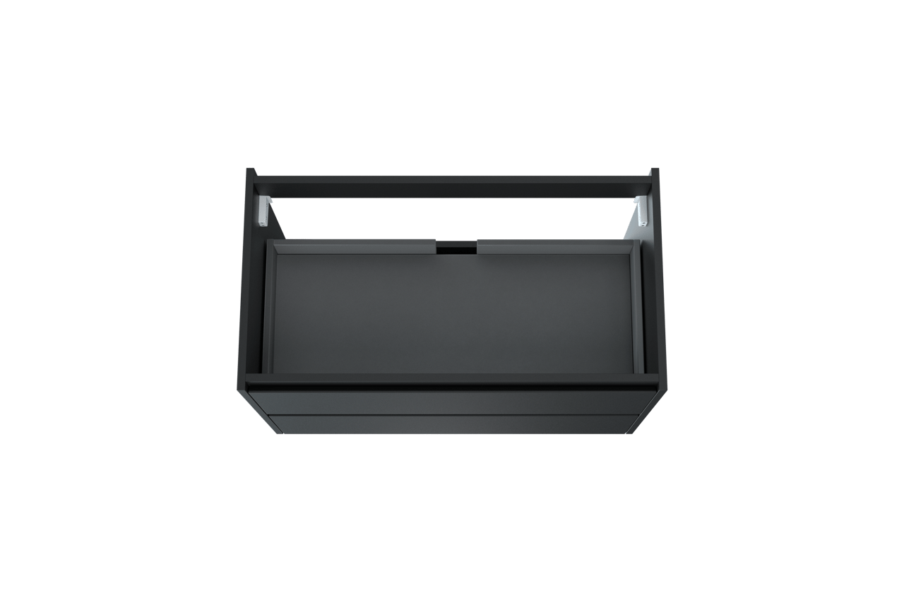 Storke Seda meuble sous-vasque suspendu 95 x 52 cm Noir Mat 2 tiroirs