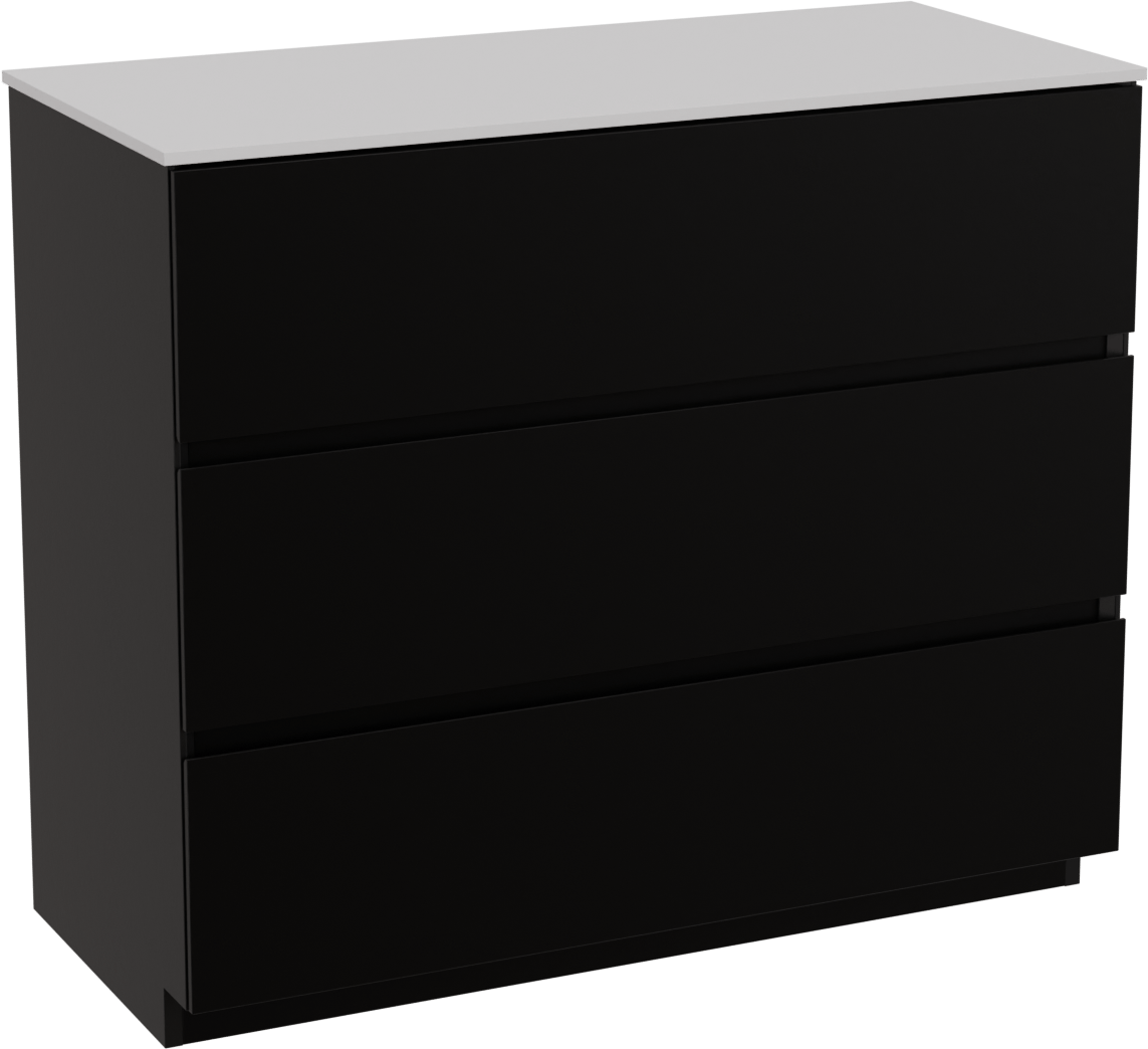 Storke Edge meuble salle de bains à poser 100 x 46 cm noir mat avec Tavola tablette simple en solid surface blanc mat