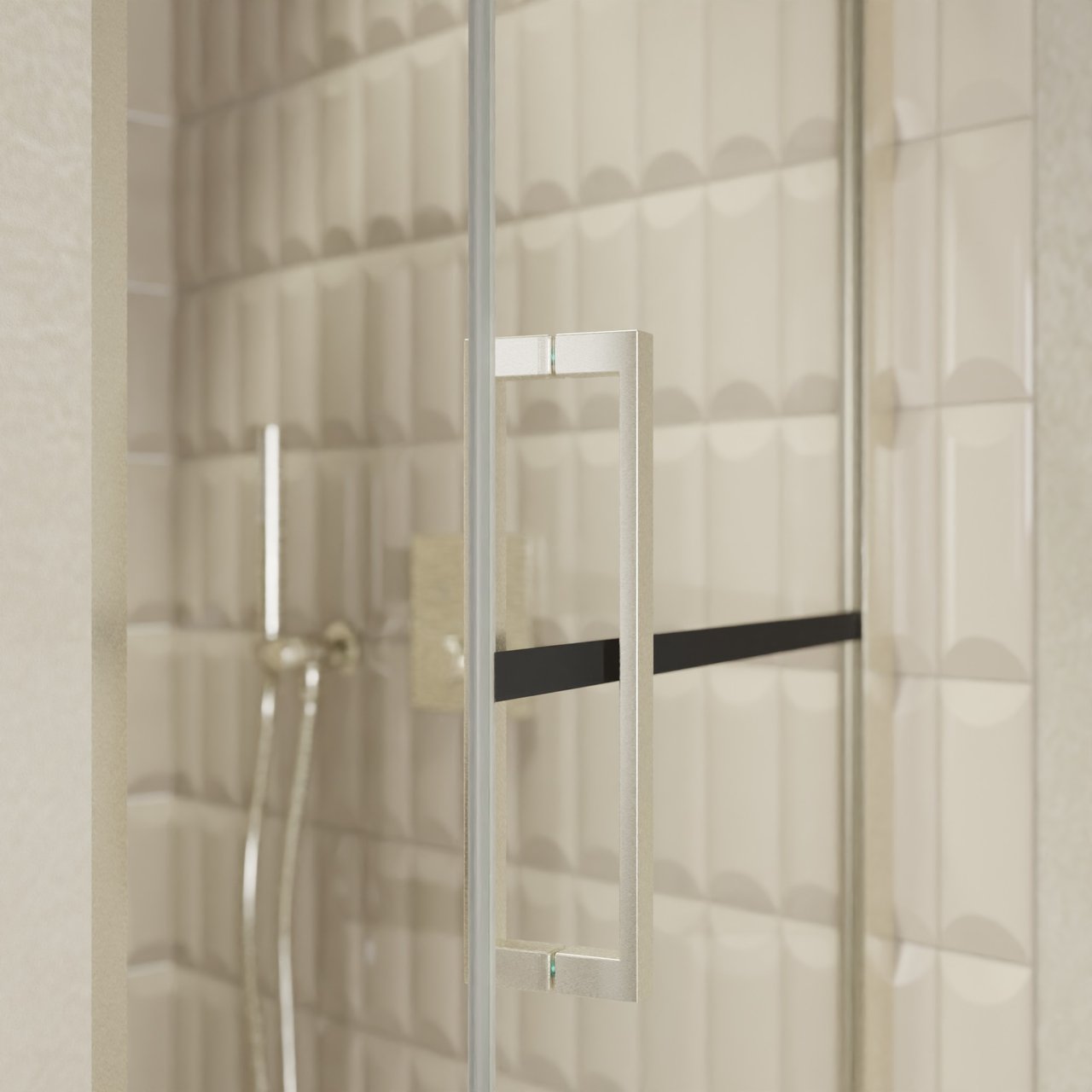 Balmani Senses Design douche draaideur rechts 90 cm x 210 cm Lined glas, Brushed CoolMetal profielen