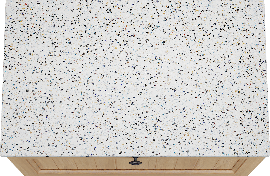 Balmani Lemon meuble salle de bains suspendu 90 x 55 cm, placage chêne naturel avec Stretto tablette simple en blanc/noir mat terrazzo