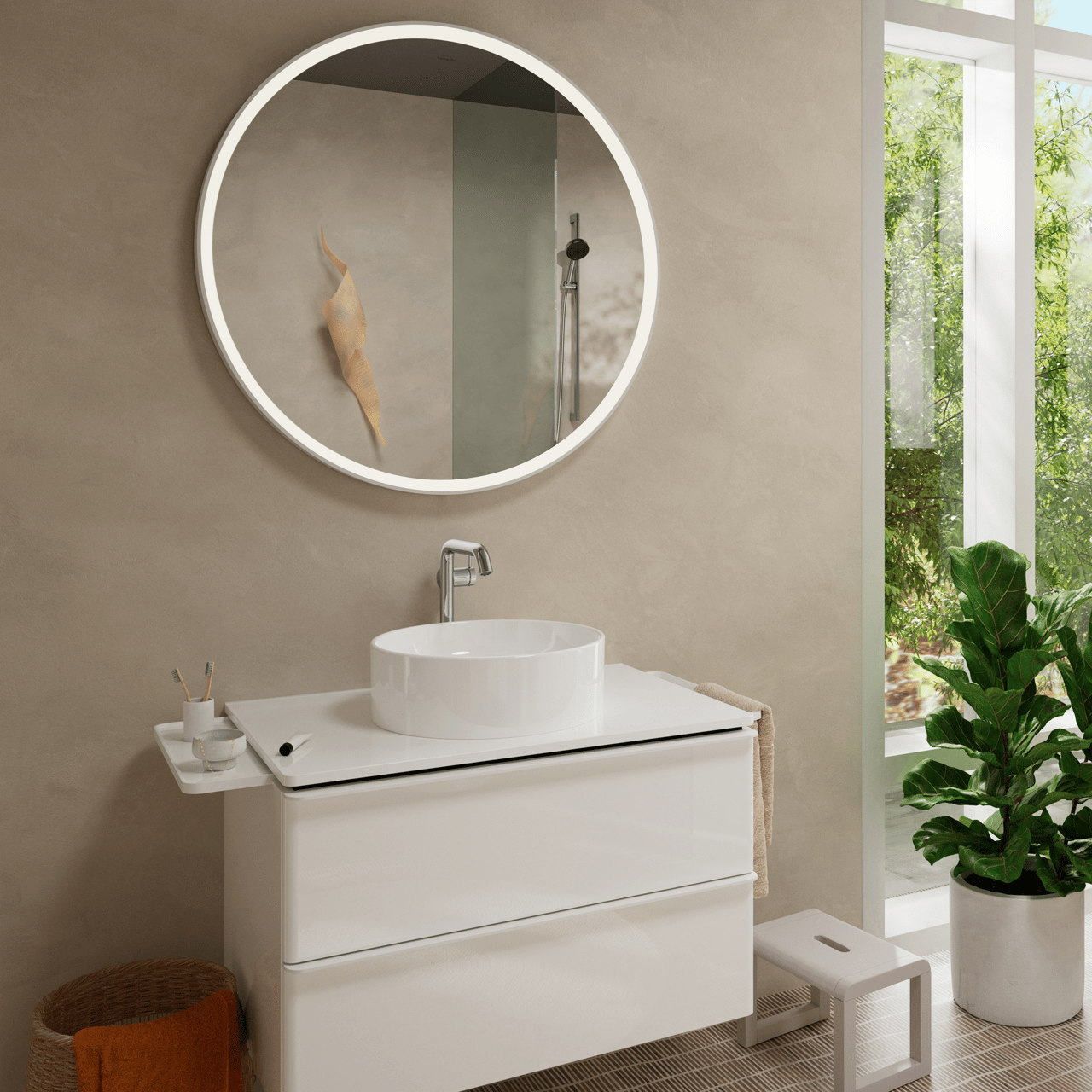 Hansgrohe Tecturis 240 Coolstart Waschbecken Armatur: Erhöht, Chrom glänzend