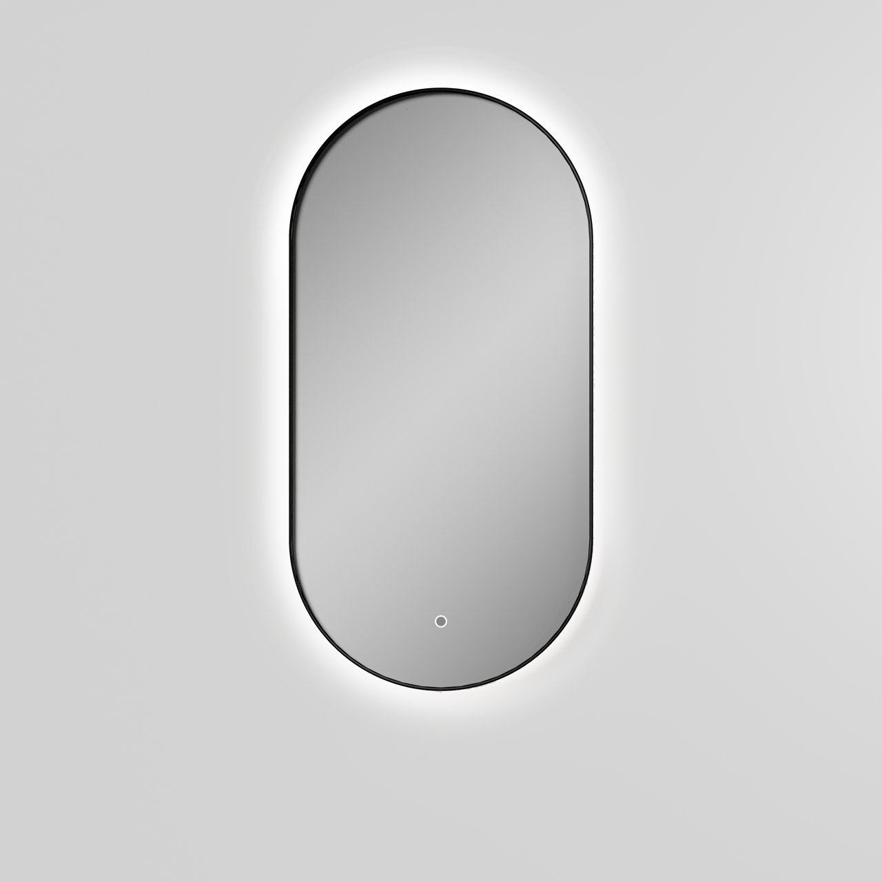 Luca Varess Nero Badspiegel mit Beleuchtung: Oval, Schwarz, 90 x 45 cm, mit Anti-Beschlag Spiegelheizung