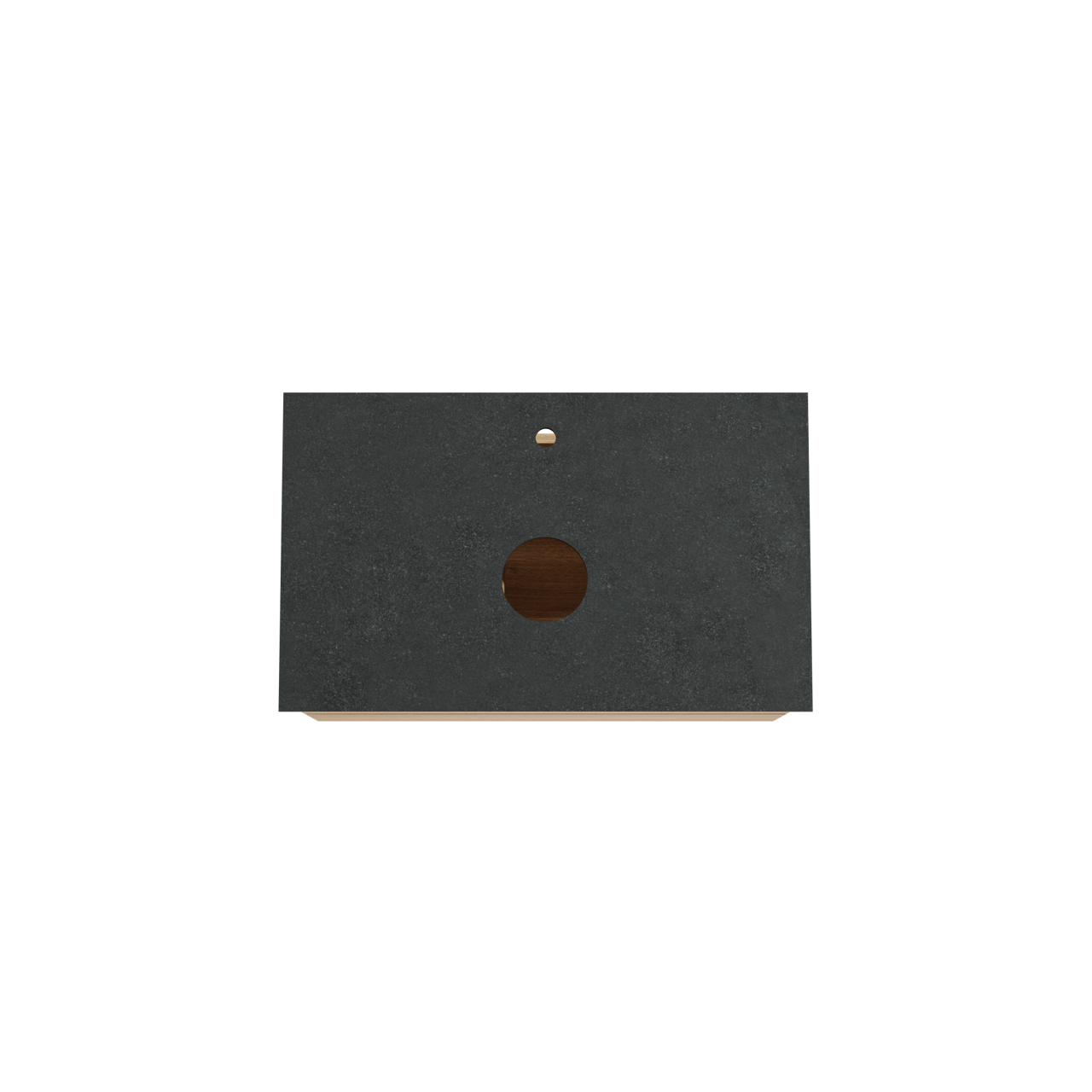 Balmani Mitra hängendes Möbelstück Set: 90 x 55 cm, Naturbelassene Eiche, mit Facetta Einzel Waschtischplatte, Schwarzes Granit