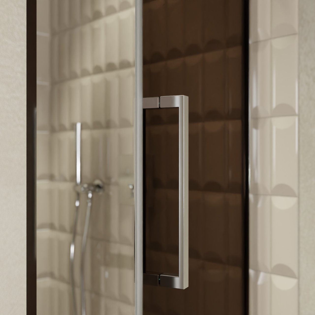 Balmani Senses Design douche draaideur rechts 90 cm x 210 cm Brons glas, Chroom profielen