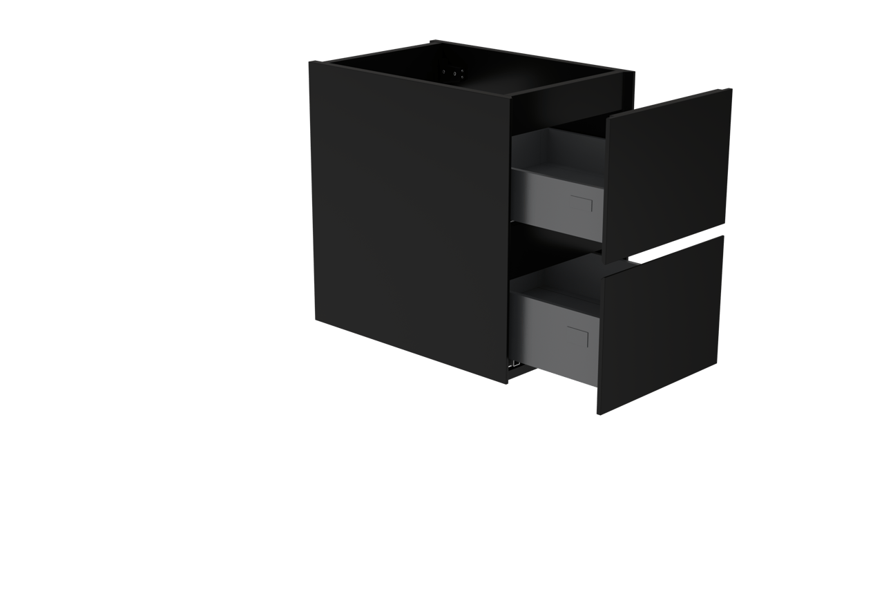 Storke Edge meuble sous-lavabo suspendu 35 x 52 cm Noir Mat 2 tiroirs