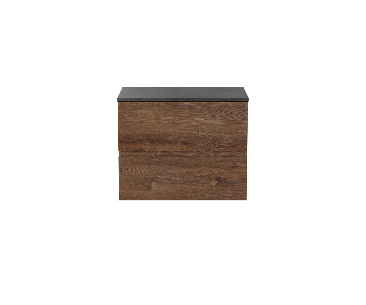 Linie Lado meuble salle de bains suspendu 70 x 46 cm chêne brun avec Lado tablette simple en mélaminé ardoise gris