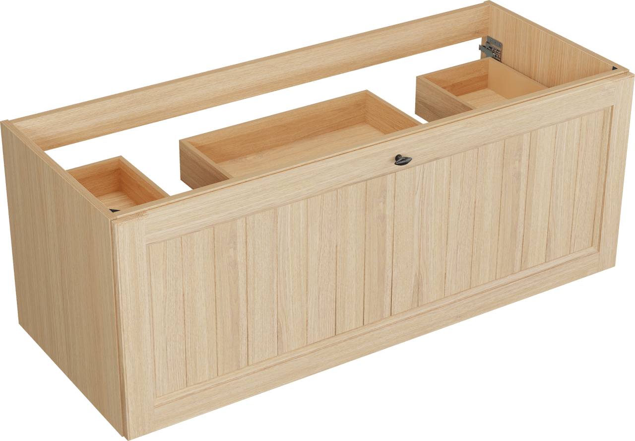 Balmani Lemon hängender Waschbeckenunterschrank: 135 x 55 cm, Naturbelassene Eiche Furnier, 2 Schubladen