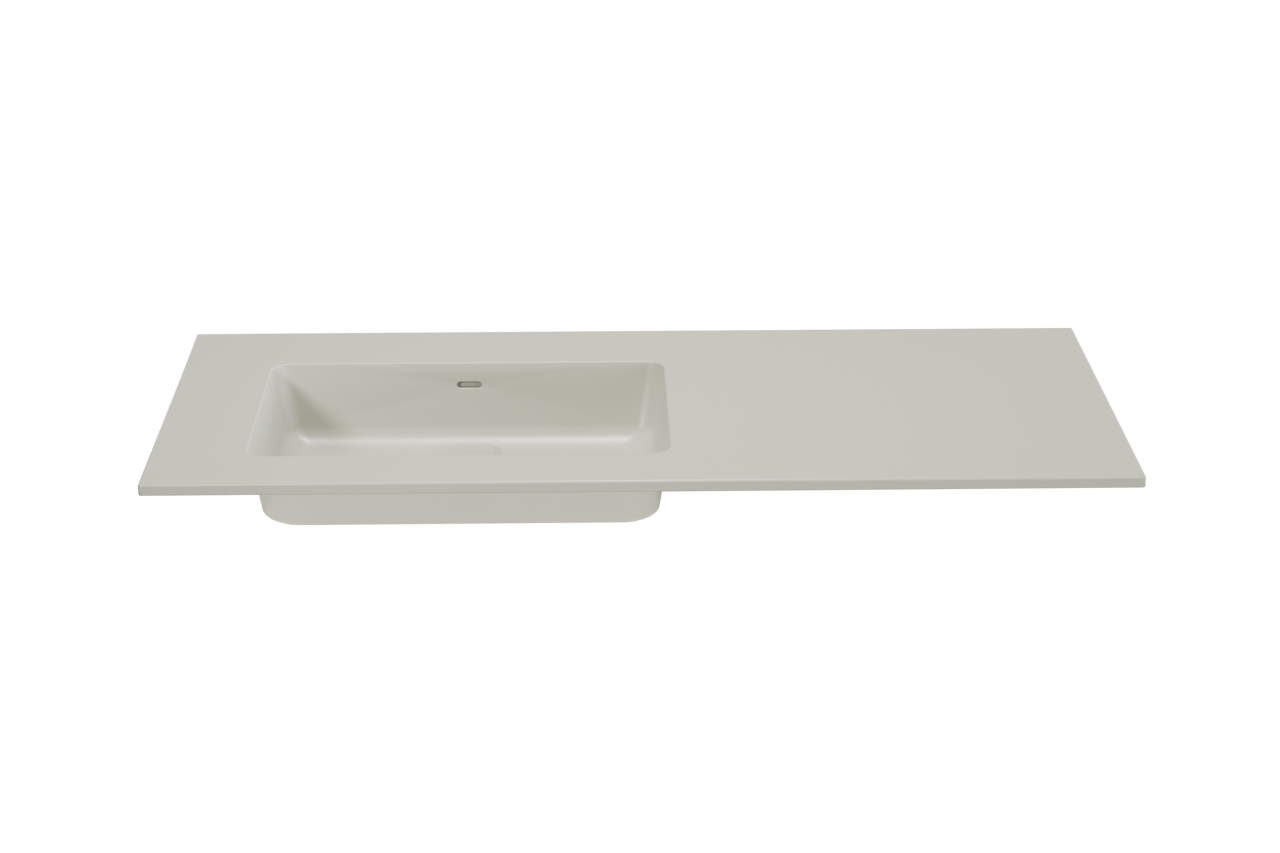 Storke Diva asymmetrisch linkse wastafel mat zijdegrijze top solid 120 x 52 cm