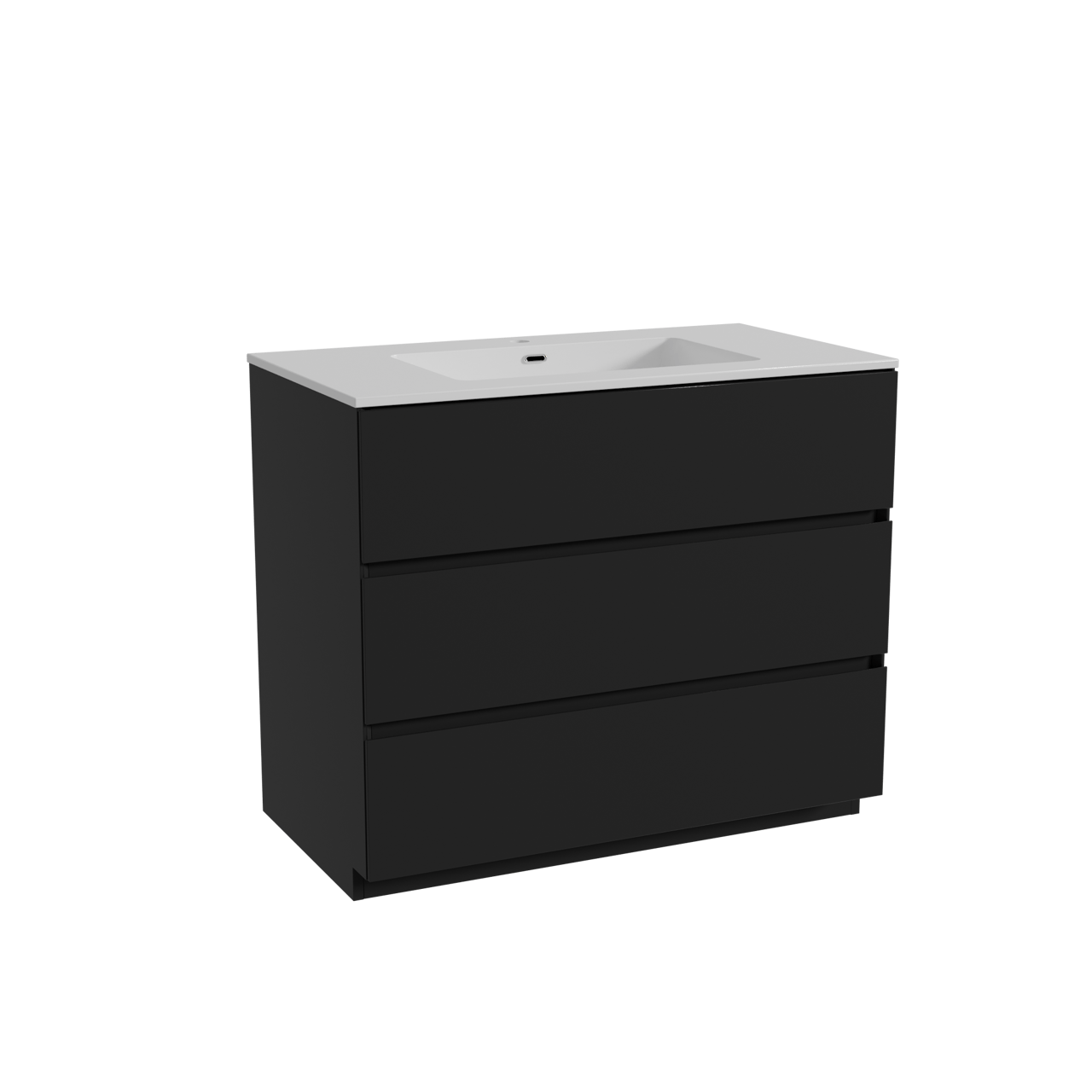 Storke Edge meuble salle de bains à poser 95 x 52 cm noir mat avec Diva plan simple en marbre composite blanc brillant