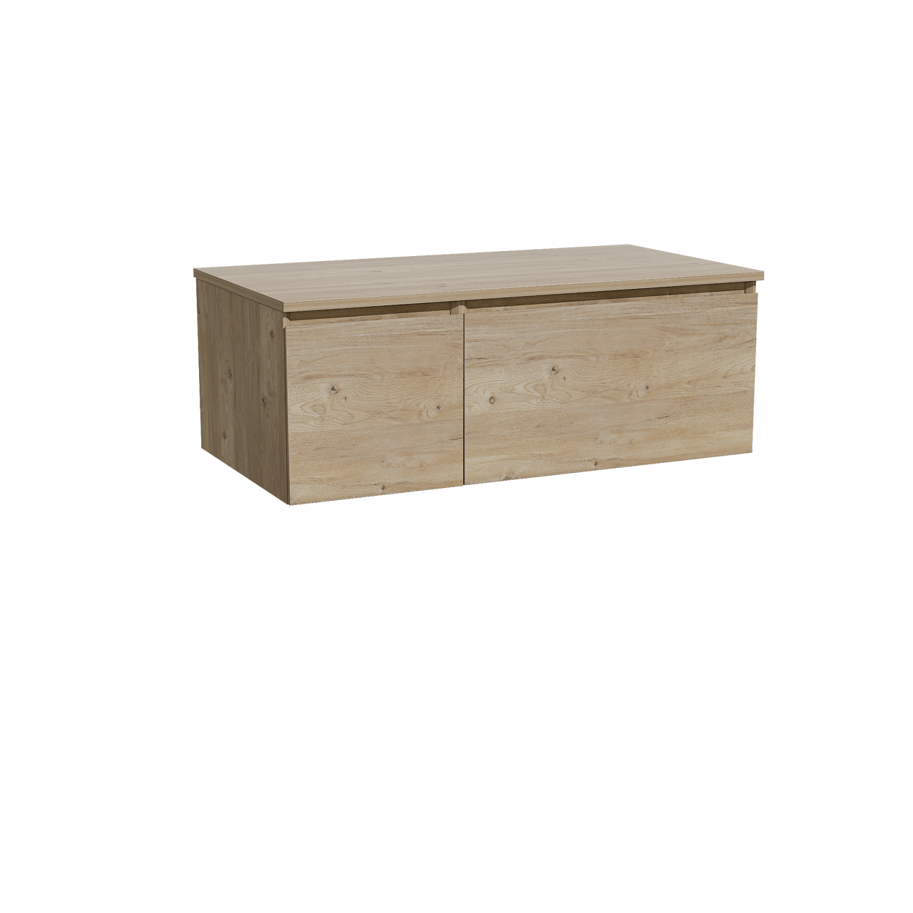 Storke Edge hängendes Möbelstück Set: 100 x 52 cm, Rohe Eiche, mit Panton Einzel Waschtischplatte, Melamin Rohe Eiche