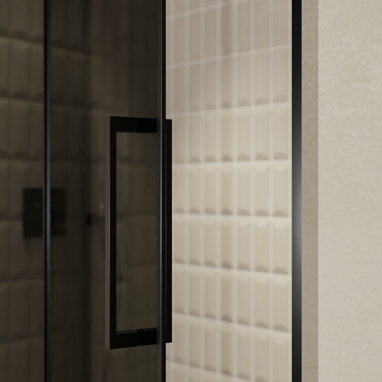 Balmani Senses Design douche draaideur links 140 cm x 210 cm Rookglas, Zwarte profielen, met coating