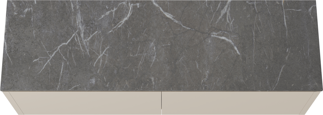 Balmani Eclips zwevend badkamermeubel 180 x 55 cm Sandbeige met Stretto enkel of dubbel tablet in Pietra Grey marmer