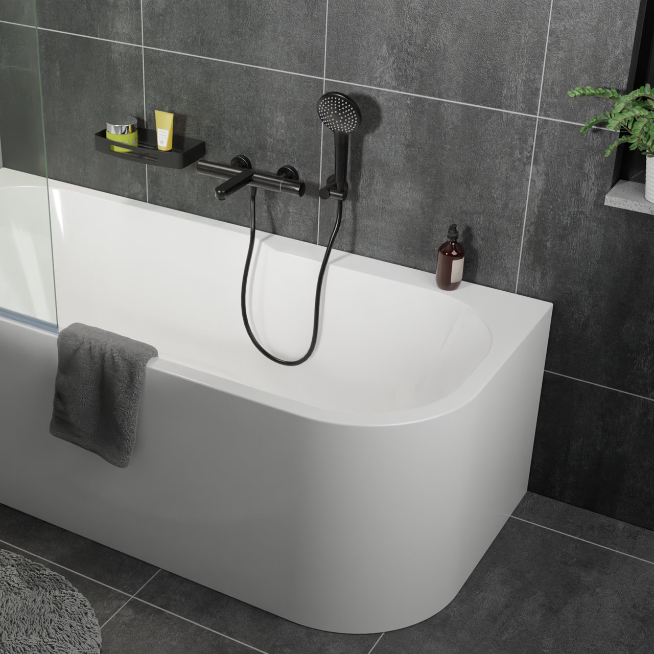 Blaufoss Round set douchette 3 fonctions de jet Noir Mat