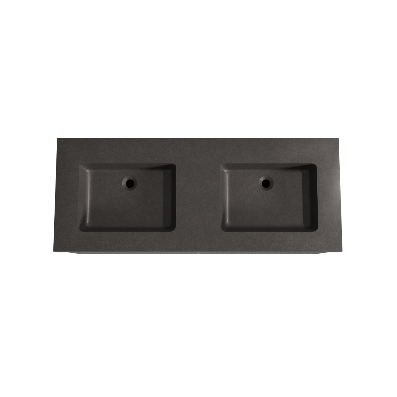 Storke Ribs zwevend badmeubel 130 x 52 cm zwart eiken met Scuro High dubbele wastafel in kwarts mat zwart, Verticale asymmetrische rechte ribbel