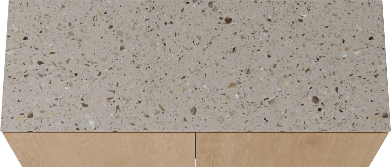 Balmani Eclips hängendes Möbelstück Set: 150 x 55 cm, Eiche Natur, mit Stretto Einzel- oder Doppel Waschtischplatte Greige Terrazzo