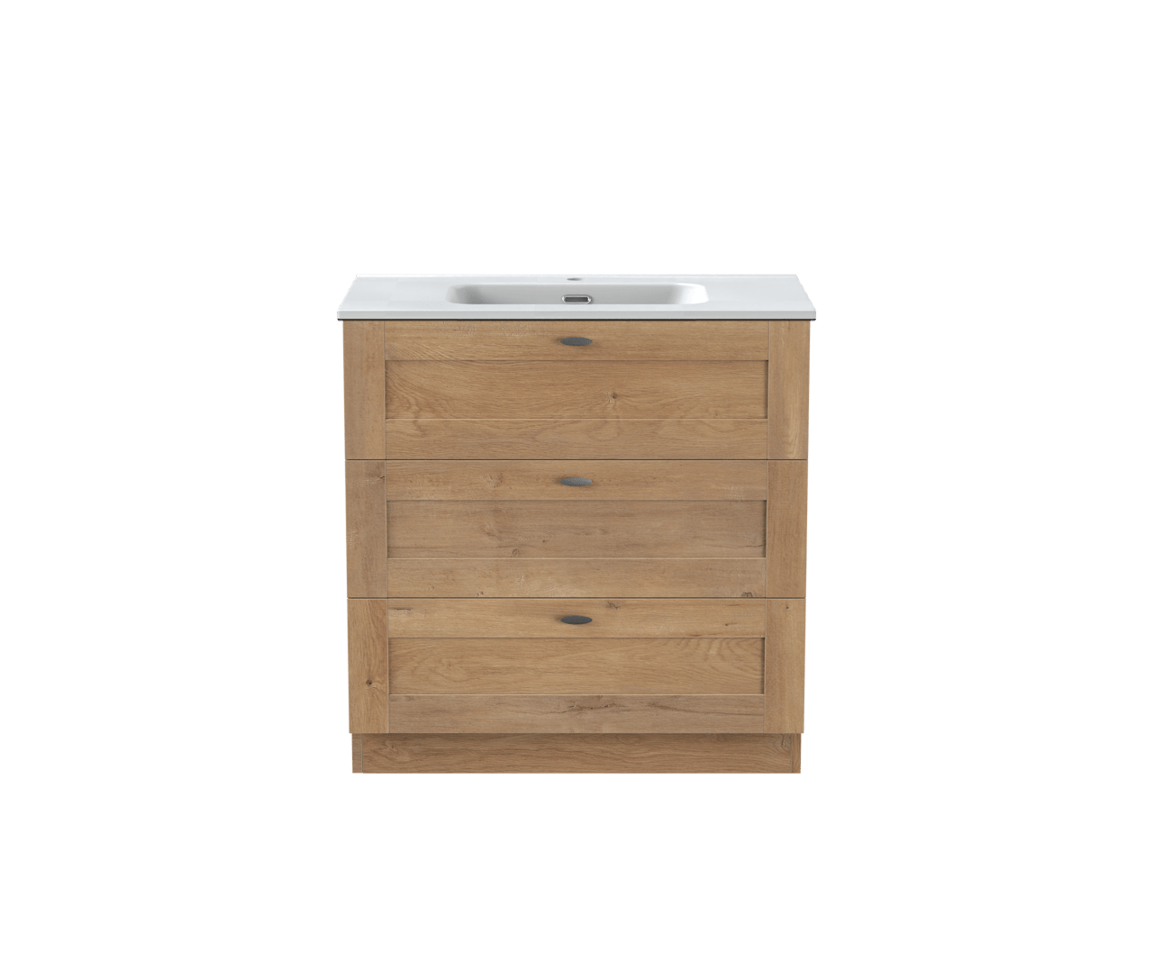 Linie Classo meuble salle de bains à poser 80 x 46 cm chêne naturel avec Baro plan simple en porcelaine blanc mat