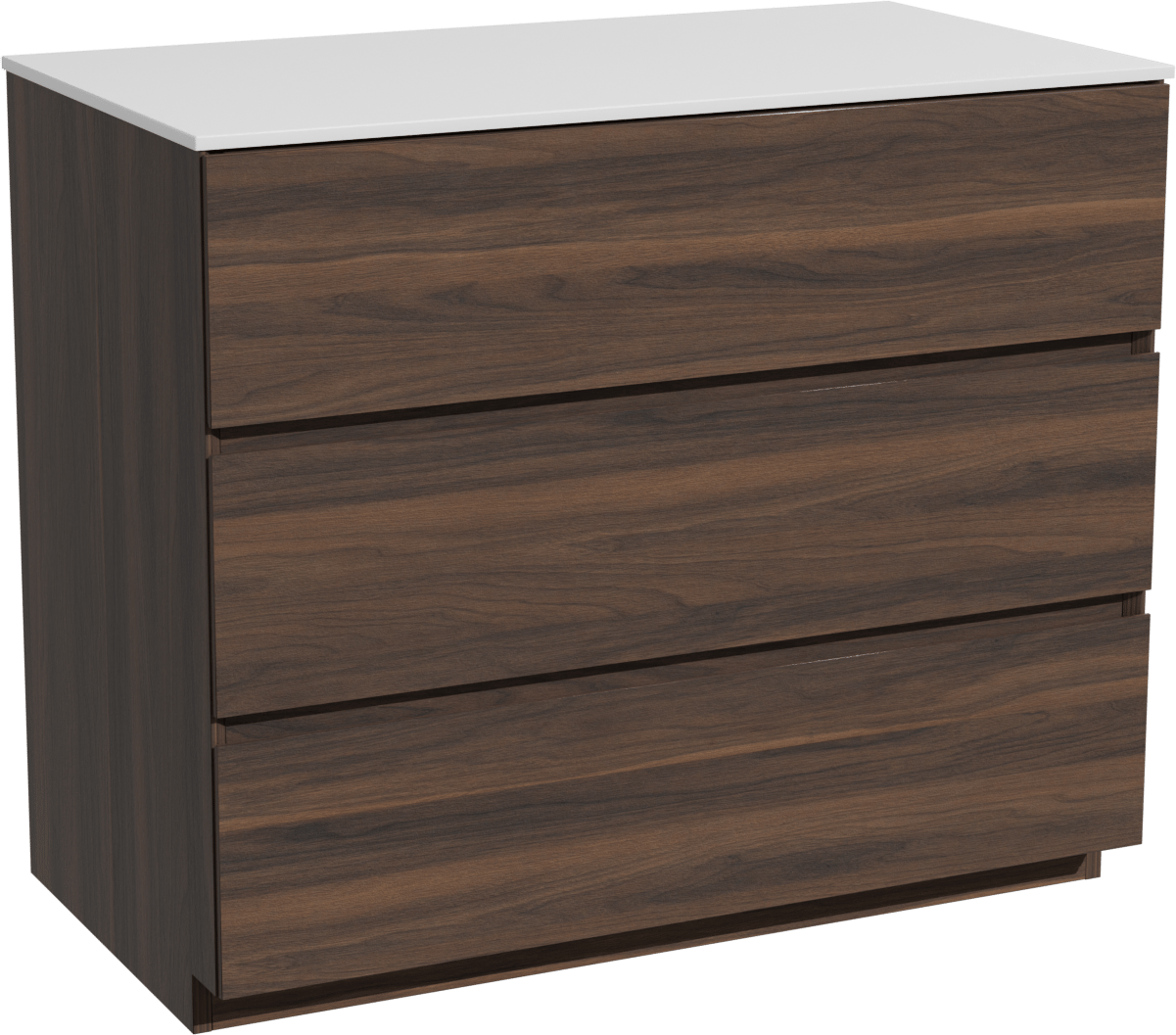 Storke Edge staand badkamermeubel 95 x 52 cm notelaar met Tavola enkel tablet in solid surface mat wit