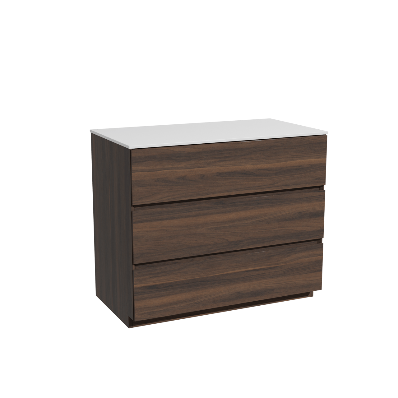 Storke Edge meuble salle de bains à poser 95 x 52 cm noyer avec Tavola tablette simple en solid surface blanc mat