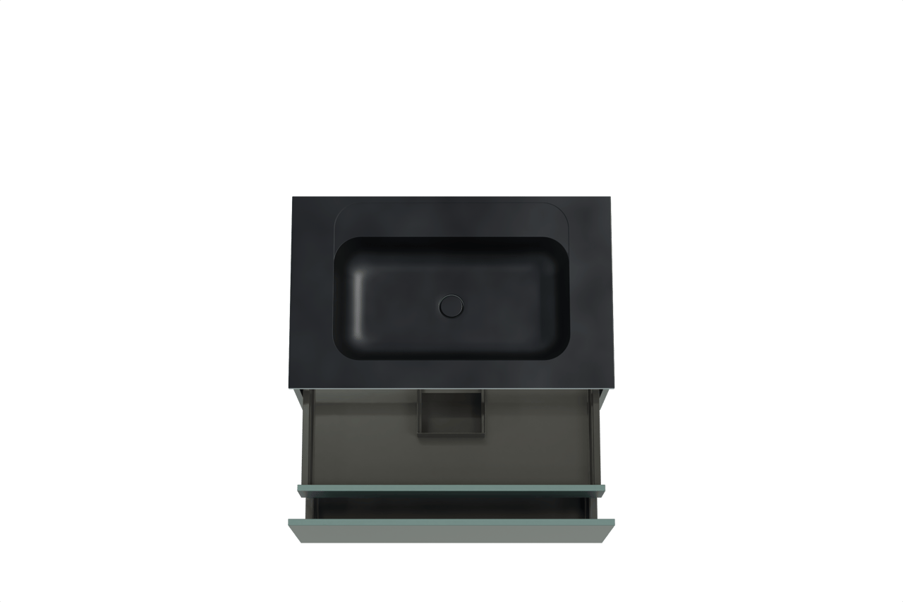 Balmani Sfera meuble salle de bains suspendu 90 x 55 cm forest avec Tablo Strada plan simple en marbre composite noir mat