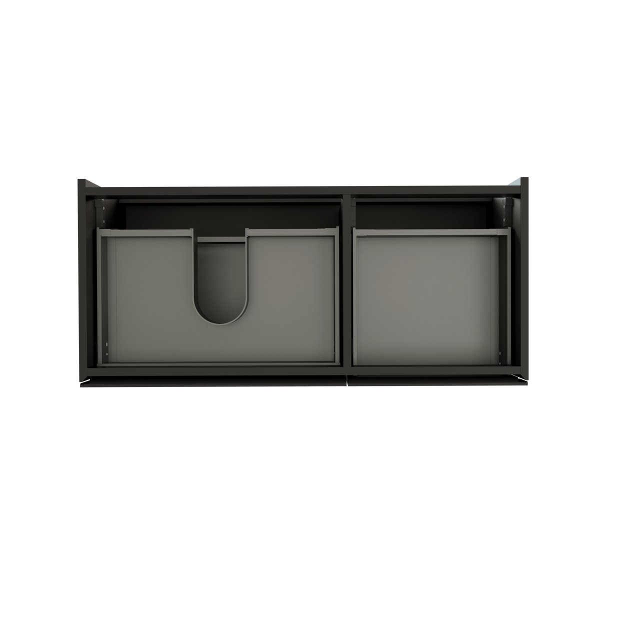 Storke Edge hängender Waschbeckenunterschrank: 100 x 46 cm, asymmetrisch links, Schwarz Matt, 3 Schubladen