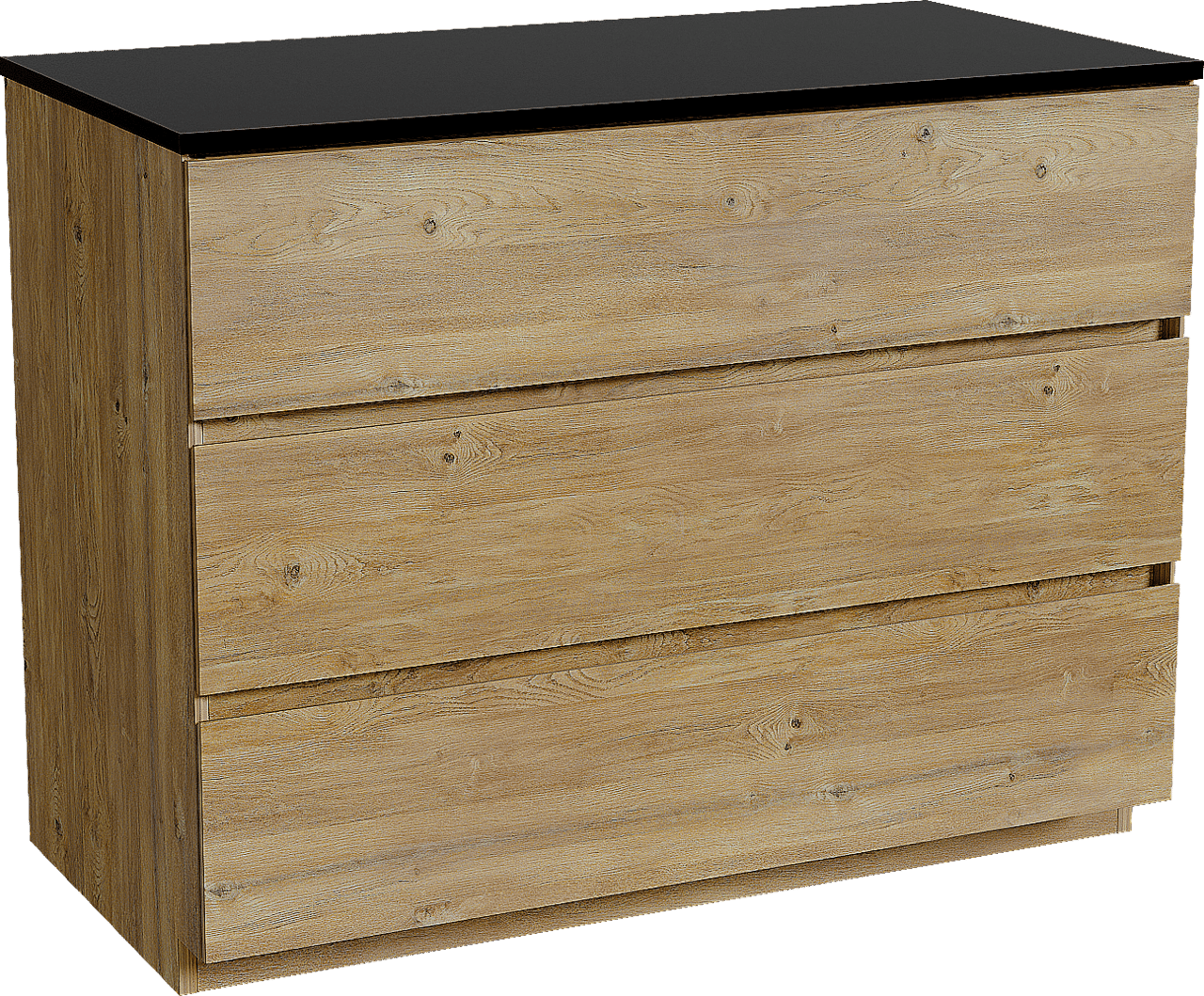 Storke Edge freistehendes Möbelstück Set: 105 x 52 cm, Rohe Eiche, mit Panton Einzel Waschtischplatte, Pulverbeschichtetes MDF Schwarz matt