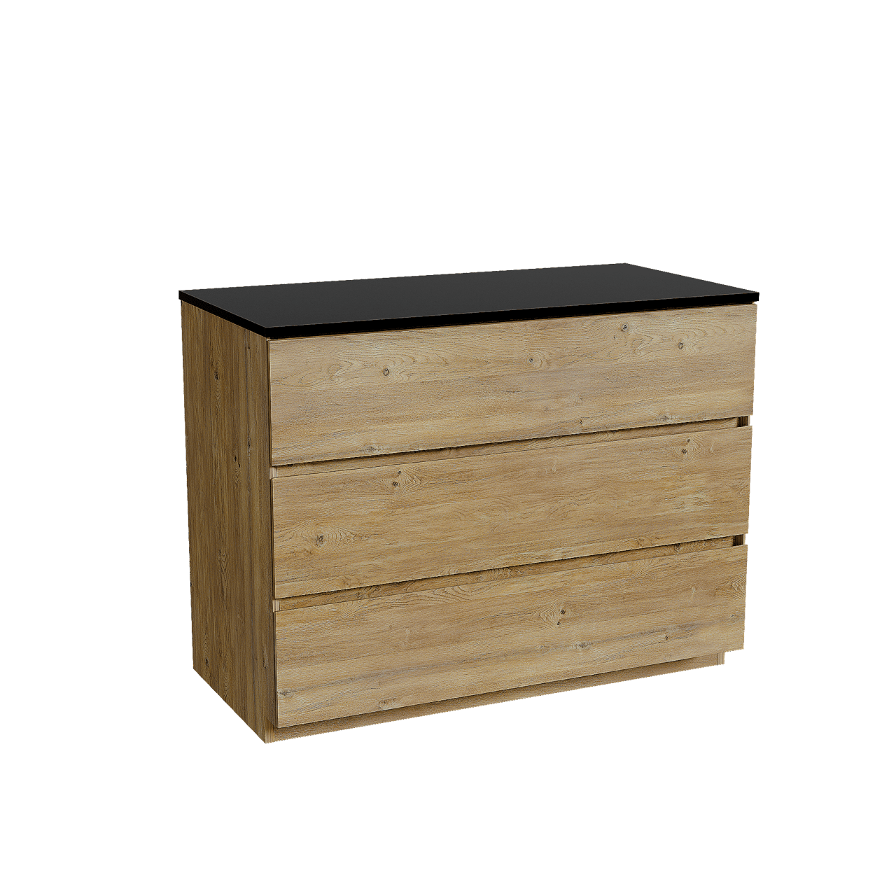 Storke Edge staand badkamermeubel 105 x 52 cm ruwe eik met Panton enkel tablet in gepoedercoate mdf mat zwart