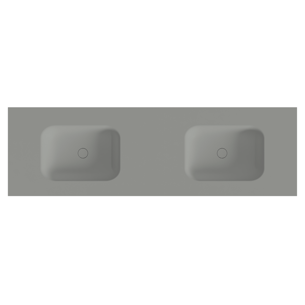 Balmani Tablo Arcato dubbele wastafel met afvoerplug mat steengrijze Solid Surface 180 x 55 cm