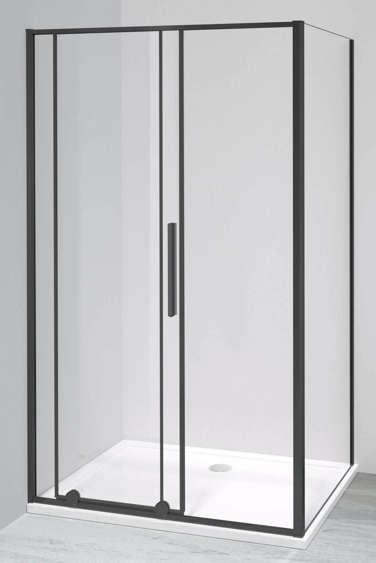 Luca Varess Morano douchehoek met schuifdeur en vaste zijwand 90 x 120 cm helder glas mat zwart profiel