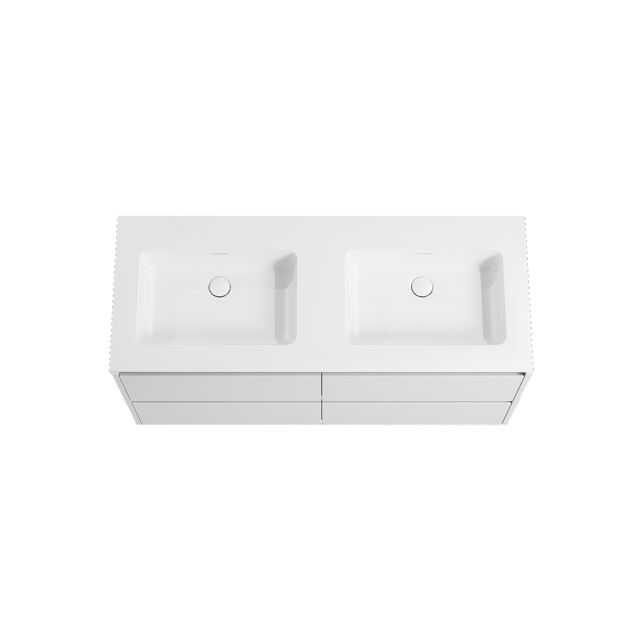 Storke Seda meuble salle de bains suspendu 130 x 52 cm blanc mat avec Mata double vasque en solid surface blanc mat