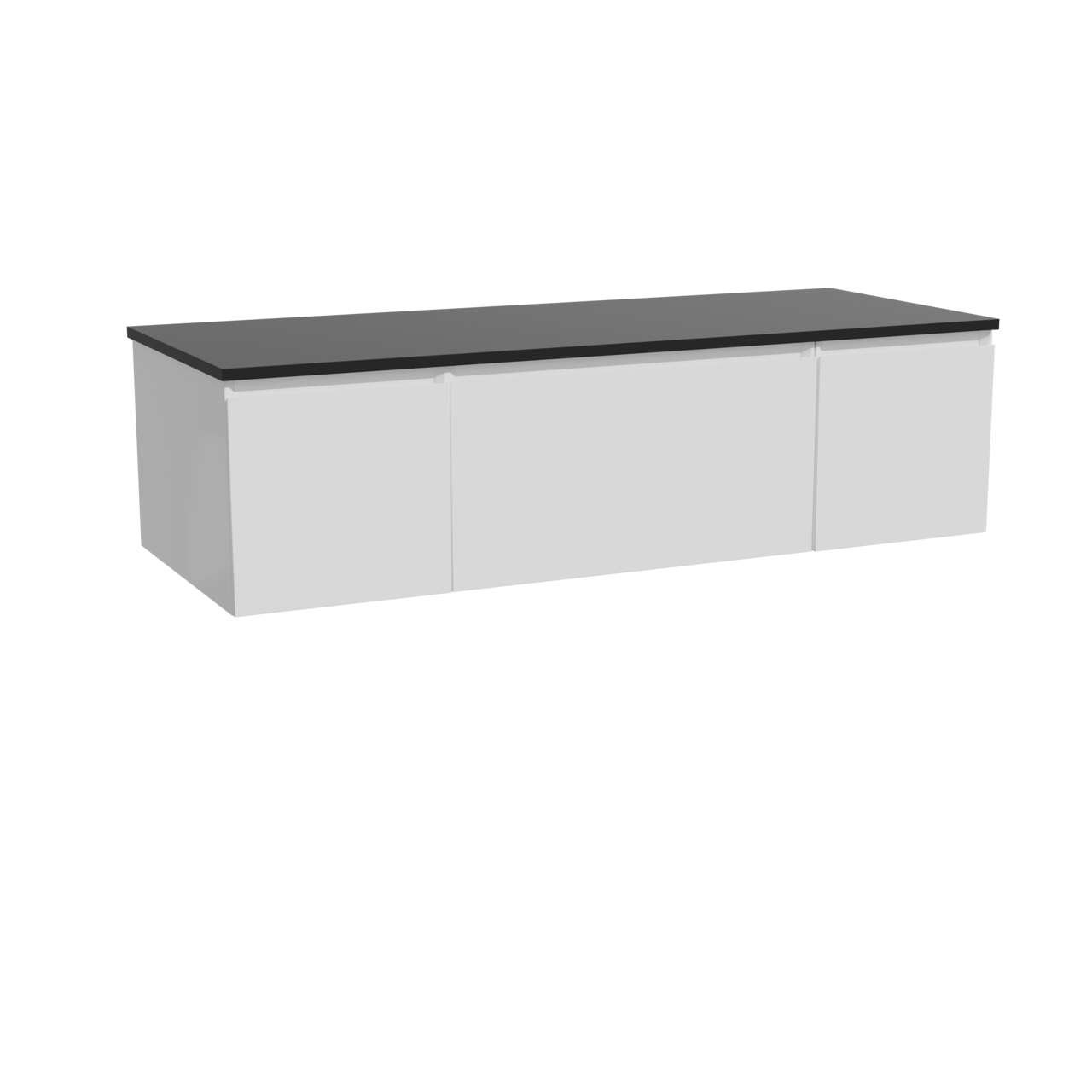 Storke Edge meuble salle de bains suspendu 135 x 52 cm blanc brillant avec Panton tablette simple ou double en mdf enduit de poudre noir mat