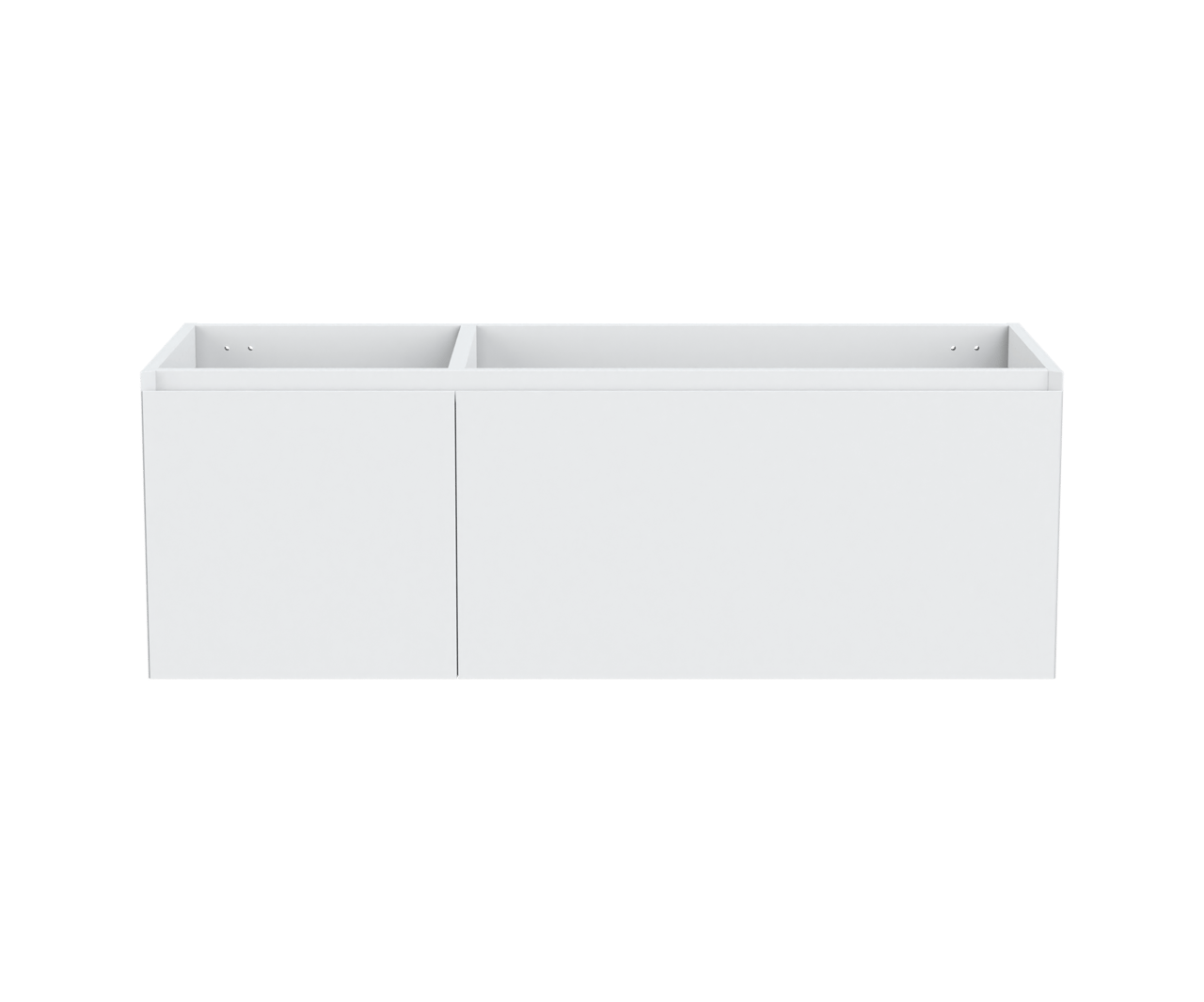 Balmani Idra hängender Waschbeckenunterschrank: 135 x 55 cm, asymmetrisch rechts, Weiß Matt, 4 Schubladen