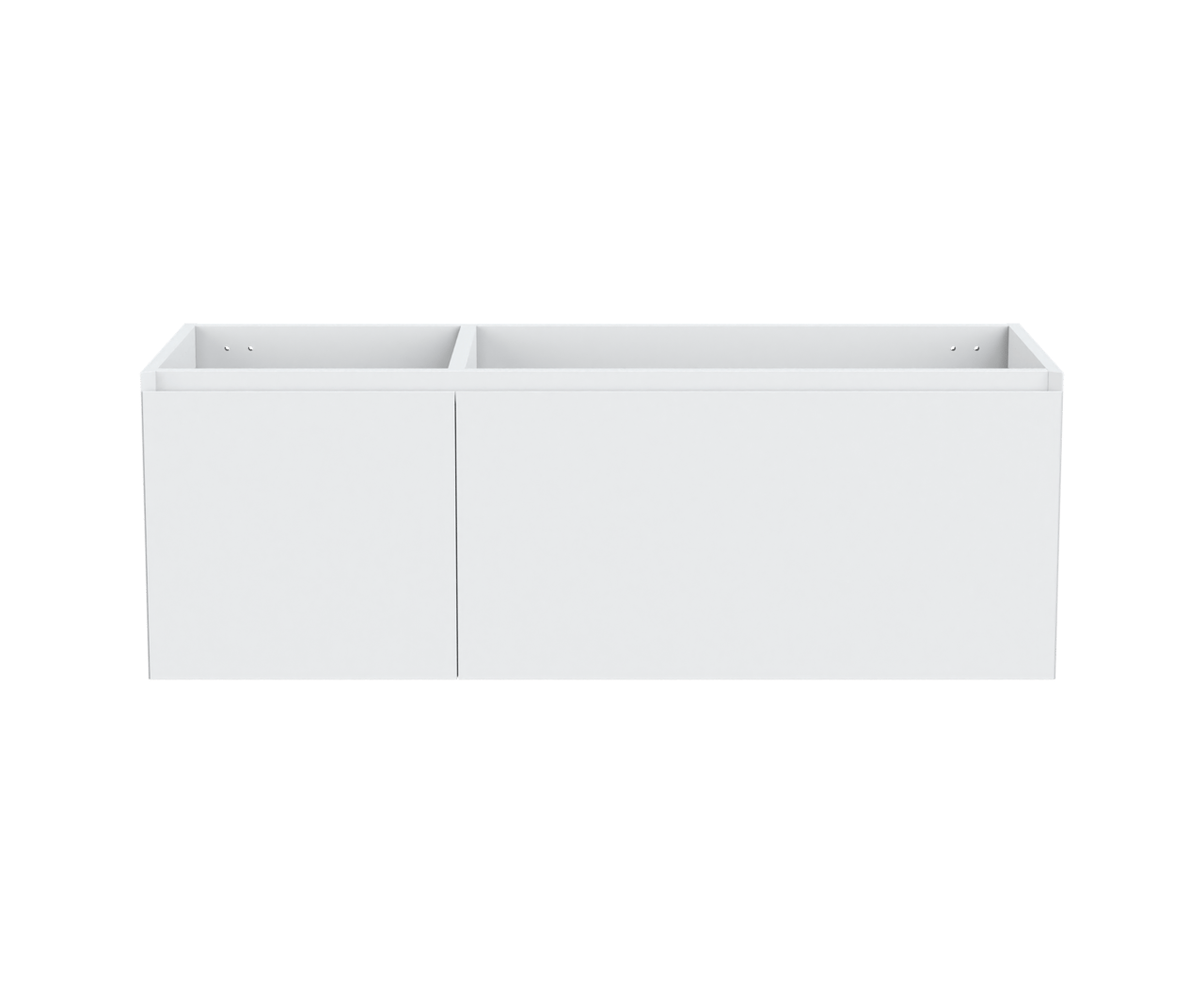 Balmani Idra hängender Waschbeckenunterschrank: 135 x 55 cm, asymmetrisch rechts, Weiß Matt, 4 Schubladen