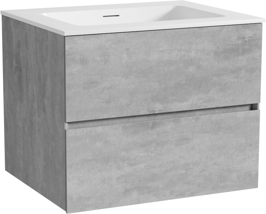Storke Edge zwevend badmeubel 65 x 52 cm beton donkergrijs met Mata enkele wastafel in solid surface mat wit