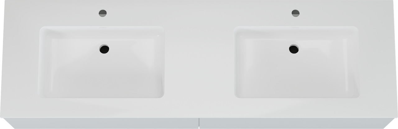 Storke Edge meuble salle de bains suspendu 170 x 52 cm blanc mat avec Bilia double vasque en marbre composite blanc brillant