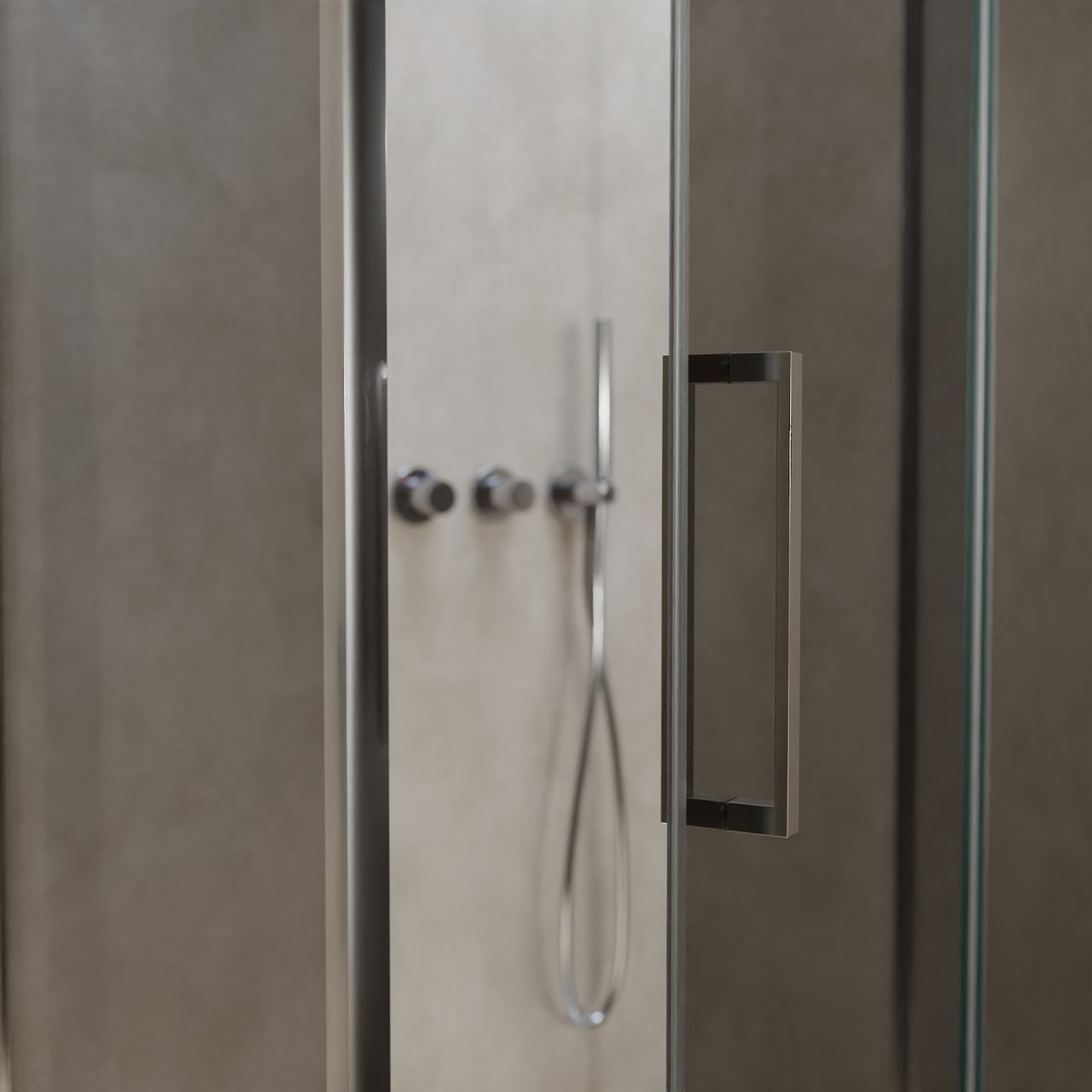 Balmani Senses Design douche en coin avec porte pivotante à droite et paroi latérale fixe, 100 x 80 cm, Miroir Reflex, Profil chrome, coating inclus