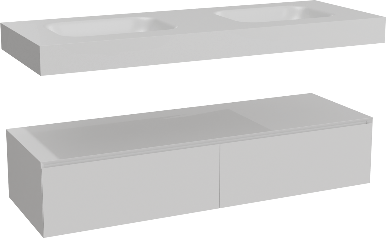 Balmani Mitra Elements meuble salle de bains suspendu 150 x 55 cm blanc mat avec Arcato double vasque en solid surface blanc mat