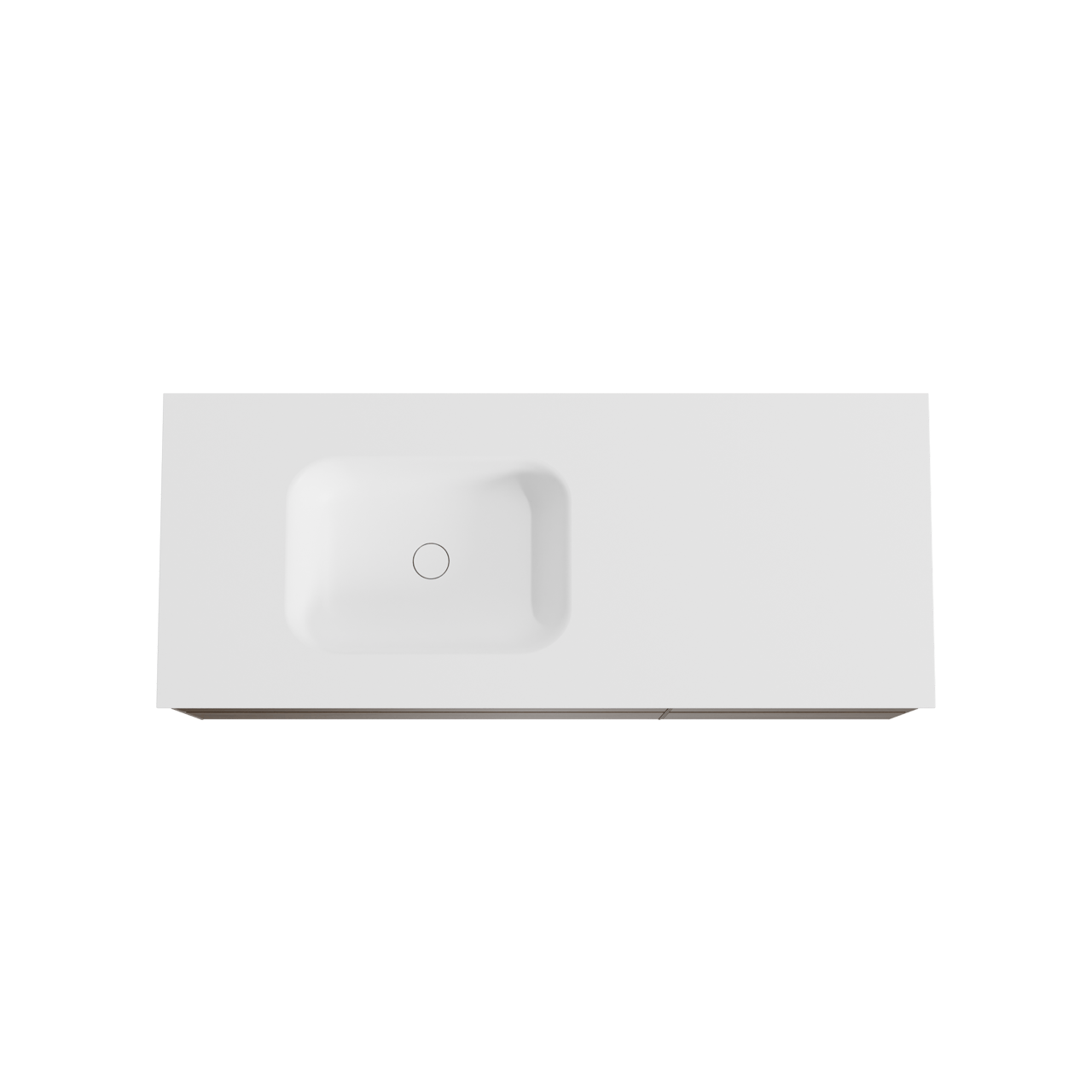 Balmani Mitra hängendes Möbelstück Set: 135 x 55 cm, Amerikanischer Nussbaum, mit Tablo Arcato Waschtisch links, Solid Surface Weiß matt