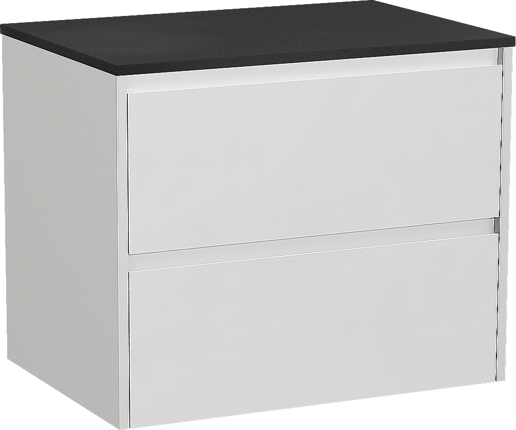 Storke Seda zwevend badmeubel 75 x 52 cm mat wit met Panton enkel wastafelblad in gepoedercoate mdf mat zwart