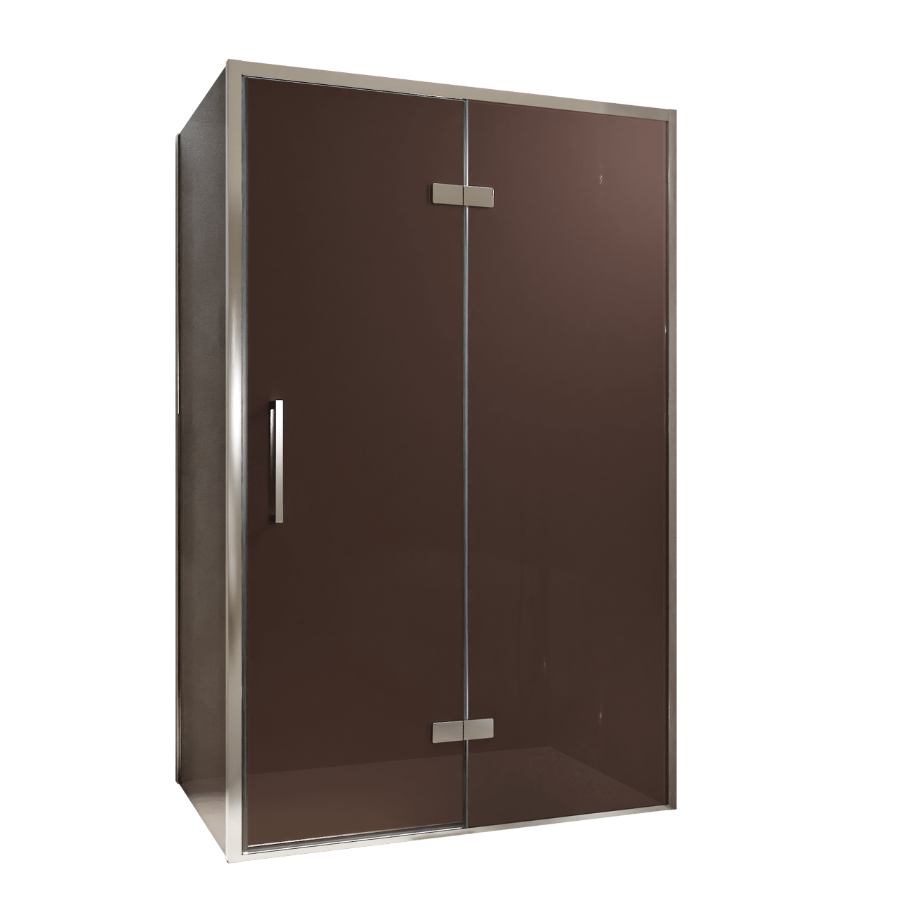 Balmani Senses Design Eckdusche: Drehtür (Rechts) mit fixierte Seitenwand, 120 x 90 cm, Bronze, Profil Chrom