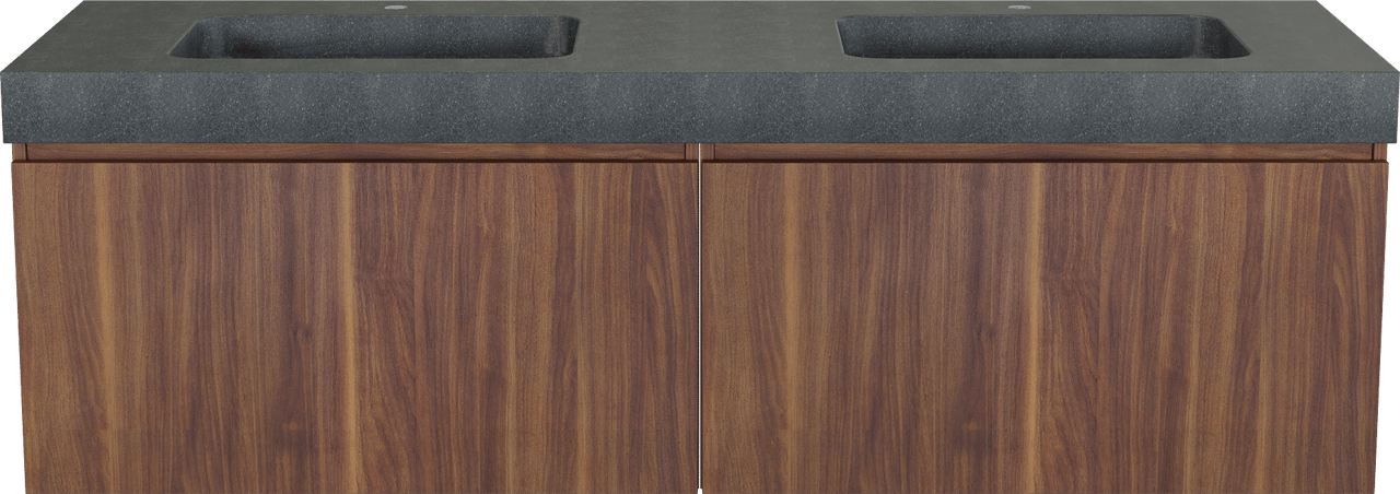 Balmani Sfera zwevend badmeubel 180 x 55 cm amerikaans notenhout met Napoli dubbele wastafel in zwart graniet