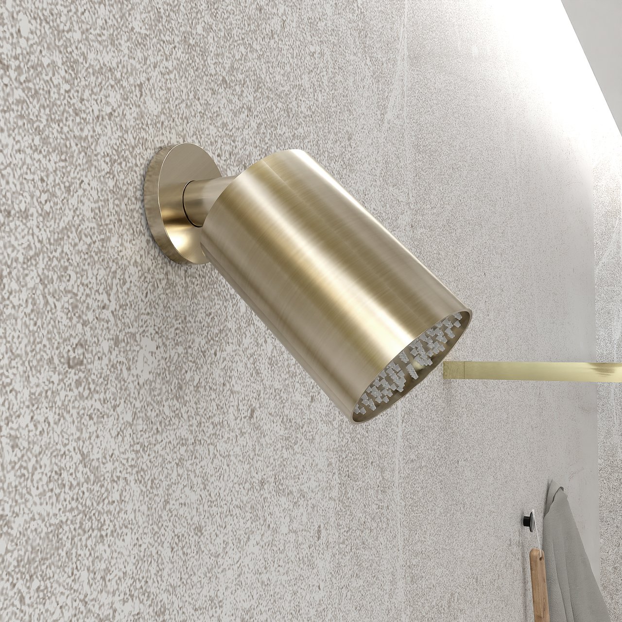 BLAUFOSS Luxor 90 Hoofddouche rond 14 cm x 9 cm met wand douchearm brushed champagne gold