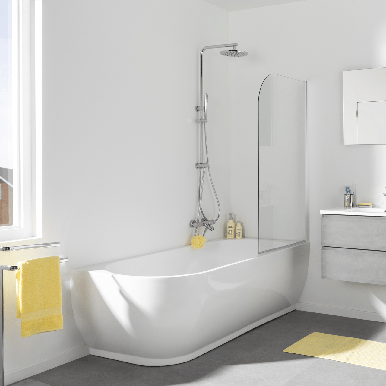 Linie Paulo 1-Personen-Eckbadewanne: rechts, 170 x 75 cm, Acryl, Weiß Glänzend