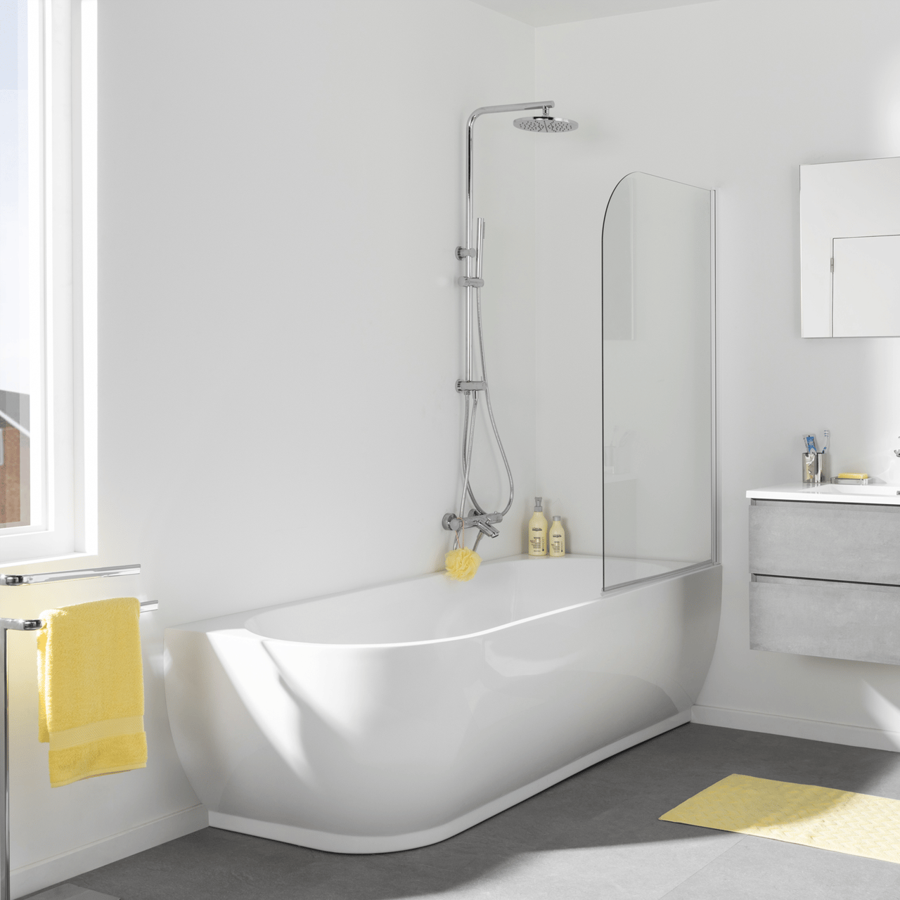 Linie Paulo eenpersoons hoekbad rechts 170 x 75 cm acryl Glanzend Wit