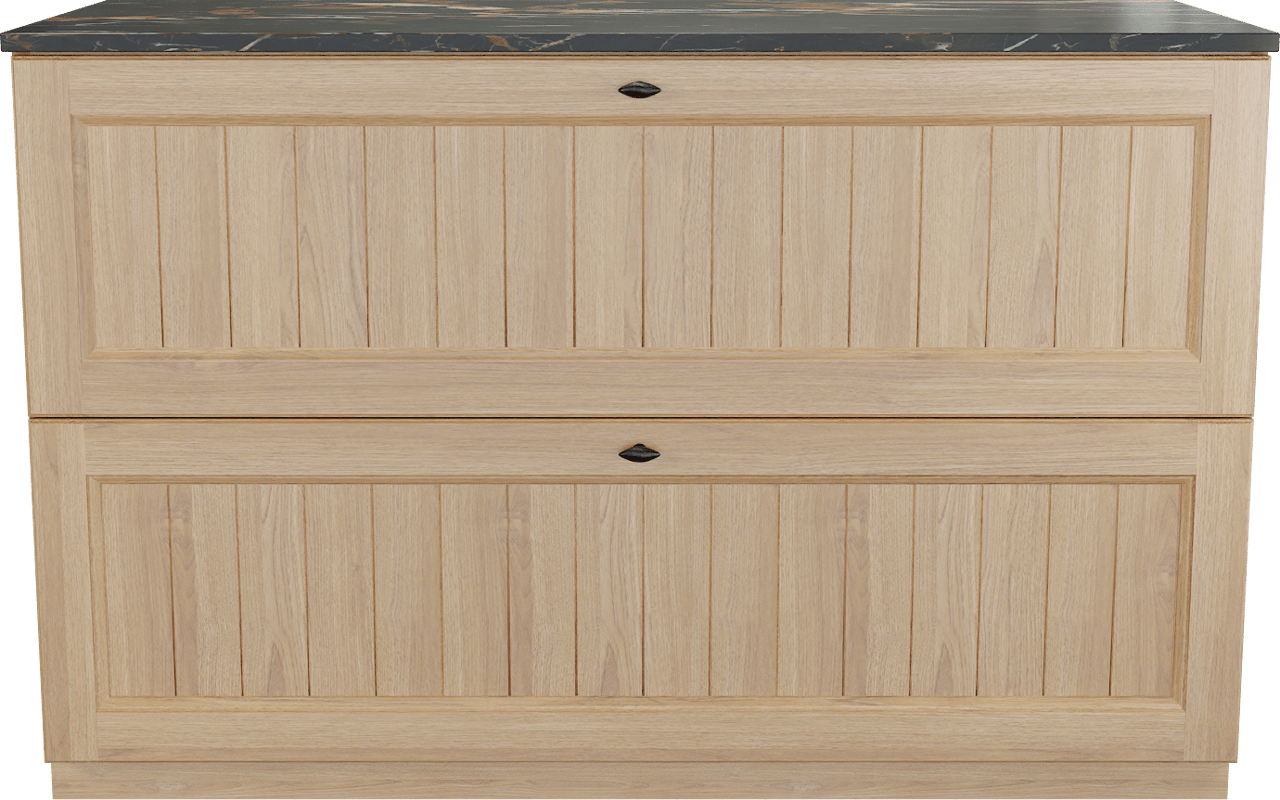 Balmani Lemon staand badkamermeubel 135 x 55 cm, fineer natuur eik met Stretto enkel of dubbel tablet in portoro gold