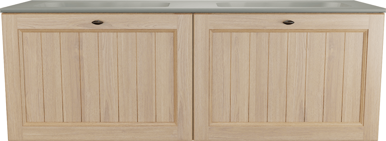 Balmani Lemon meuble salle de bains suspendu 150 x 55 cm, placage chêne naturel avec Tablo Strada double vasque en soie grise